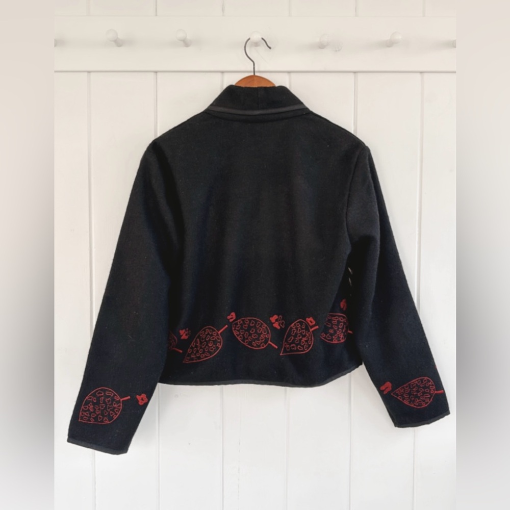 Ali Miles Embroidered Jacket Wool Animals Giraffes Artsy Art Teacher Unique - Picture 8 of 16